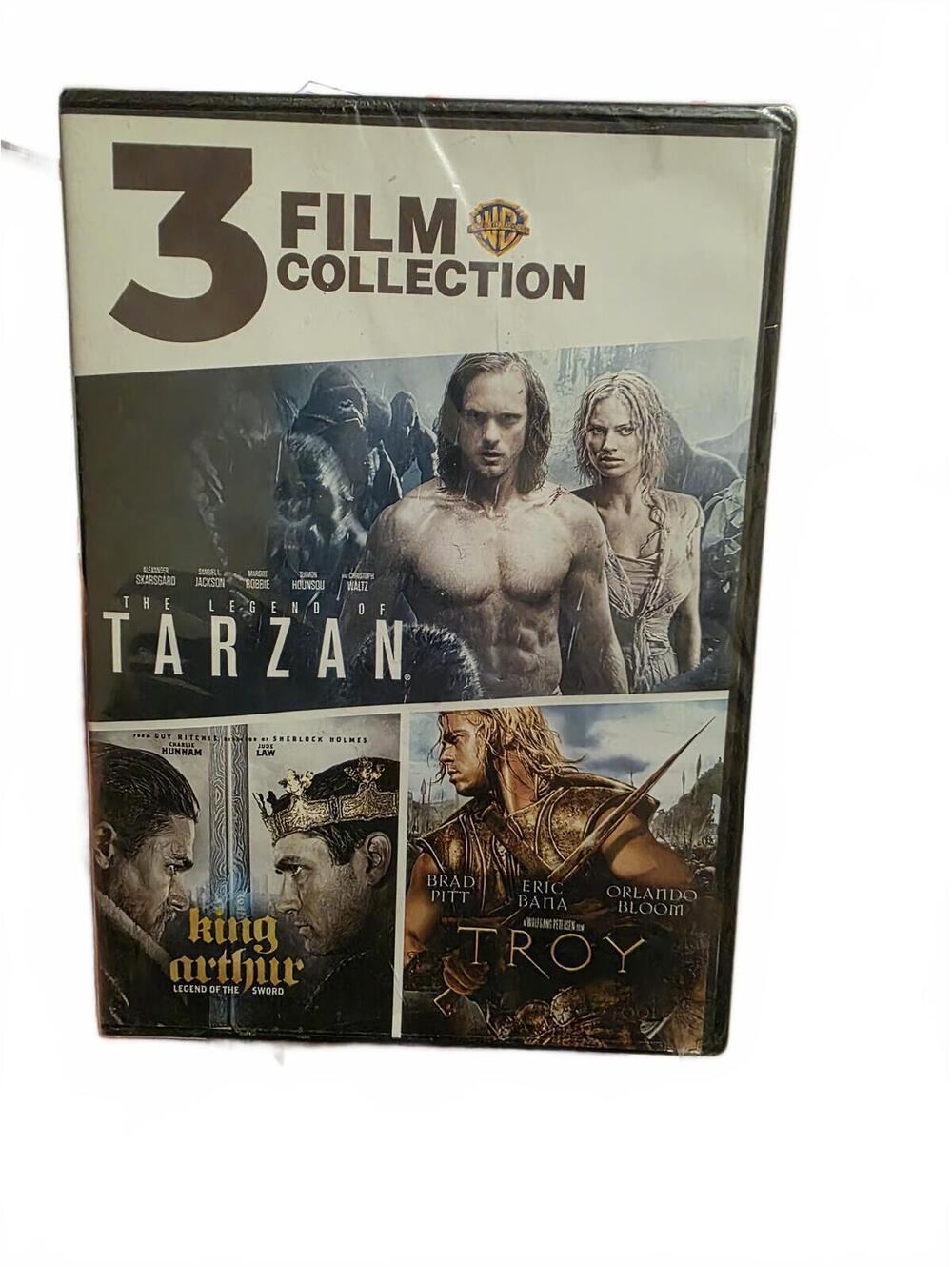 3 Film Collection DVD Set: The Legend of Tarzan, King Arthur, Troy
